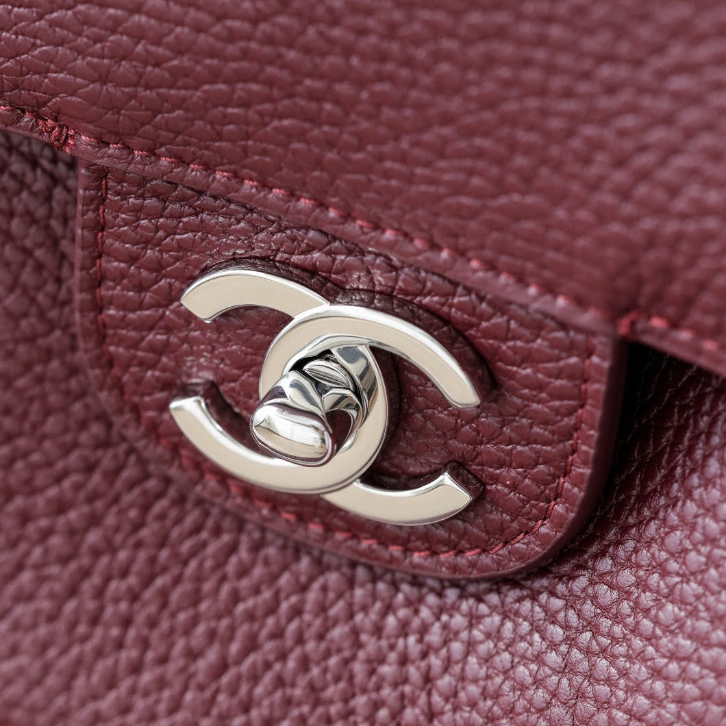 26S Leather Shoulder Strap Cf Burgundy with Silver Buckle Large Size