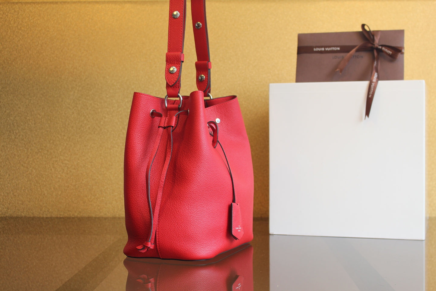 LV Lockme Bucket Bag – Red / Silver Hardware