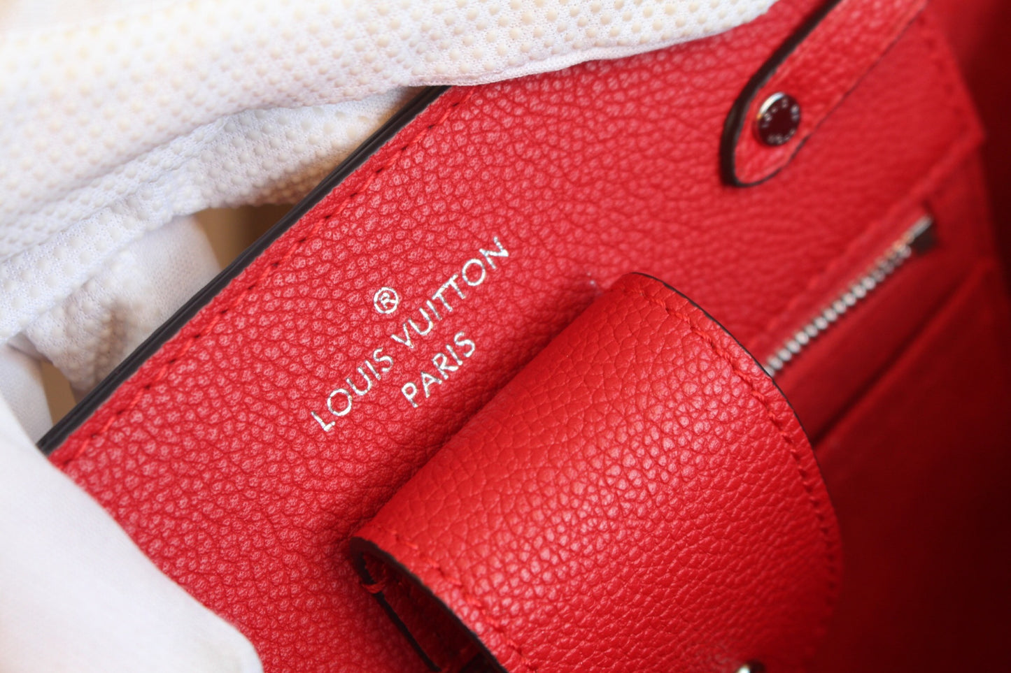 LV Lockme Bucket Bag – Red / Silver Hardware